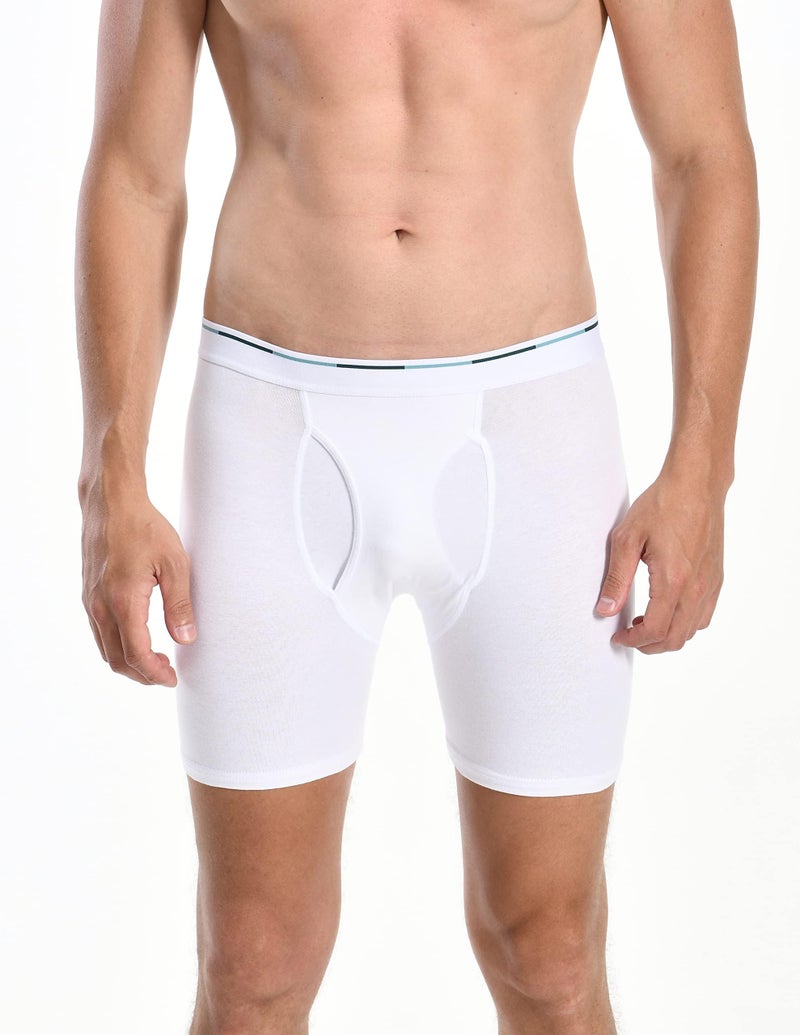 Comfneat Men's 6-Pack Boxer Briefs Soft Breatheable Underwear S-XXL Open Fly (All-White Pack-6, M) - Image 2